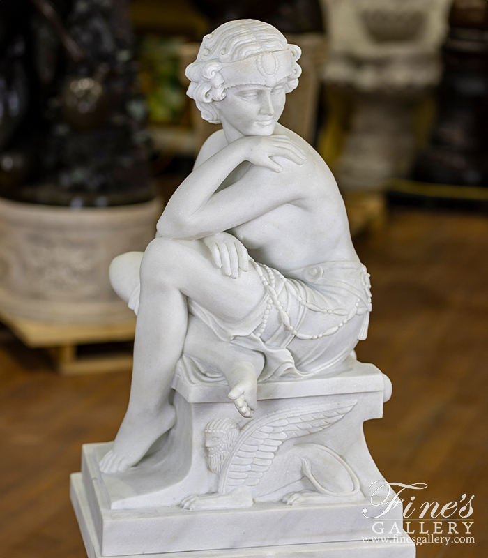 Marble Statues  - Art Deco Lady In Statuary White Marble - MS-1398